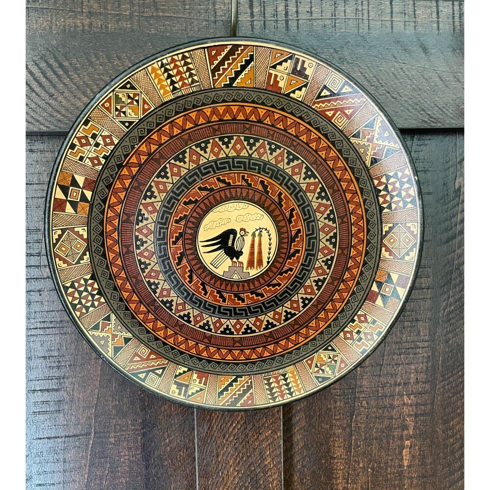 Vintage Peruvian Handcrafted Decorative Wall Plate | Tribal Folk Art Decor